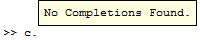 Missing tab completion Missing tab completion